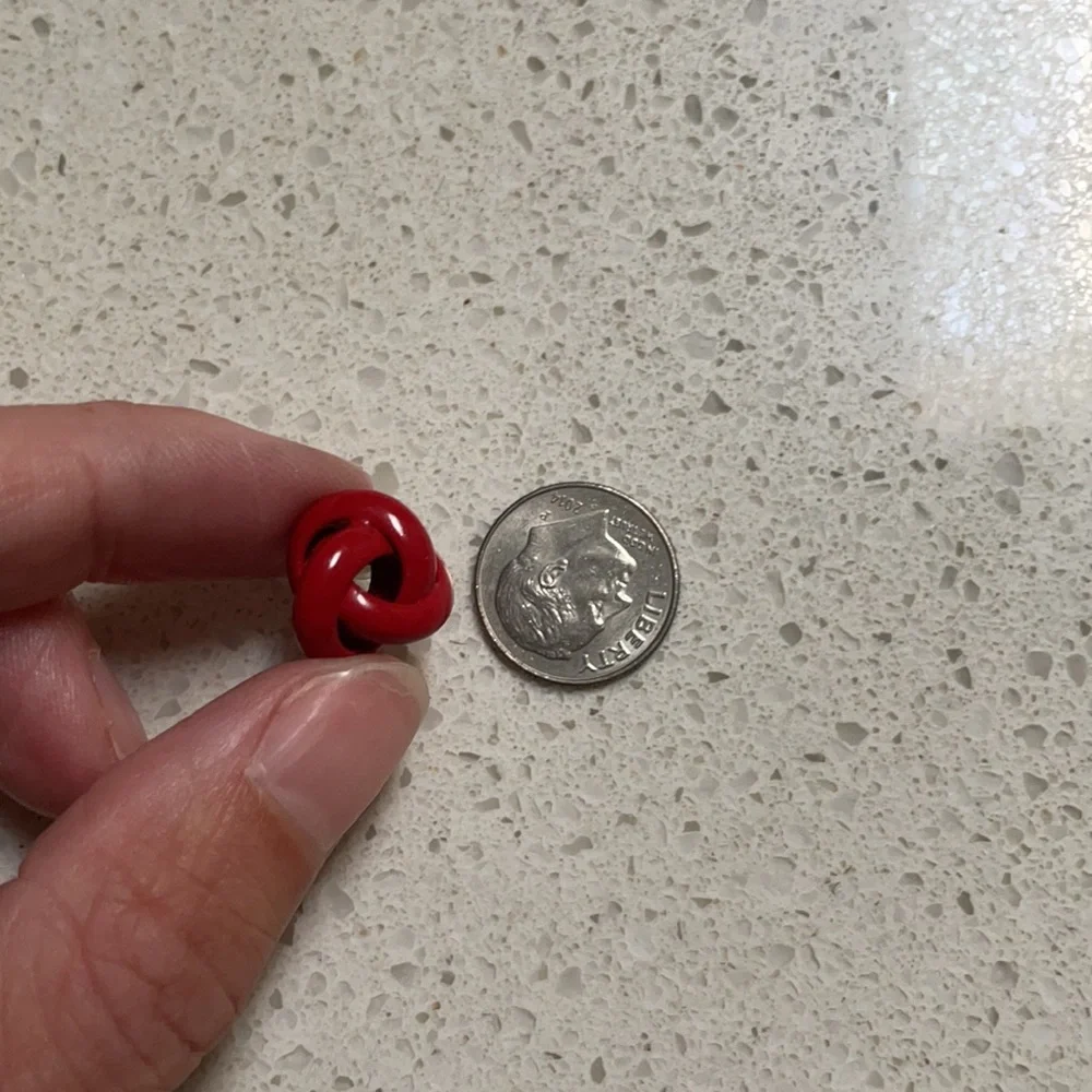 Vintage red knot stud earrings